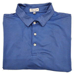 Peter Millar Shirt Men's XL Summer Comfort Golf Polo Blue Black Geometric Print